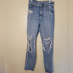 American Eagle Destroyed Strigid Holy Mom Jean High Rise Strigid Size 0 Regular